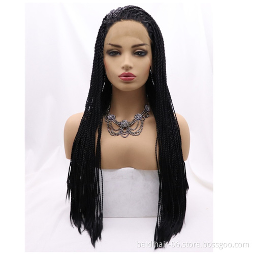 wholesale jumbo glueless transparent micro braided cornrow lace wig twist for black women pre braided wig